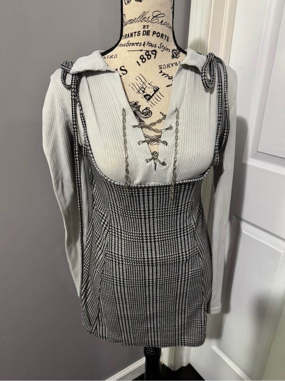 Rue 21 Classic Black & White Houndstooth Two-Piece Dress